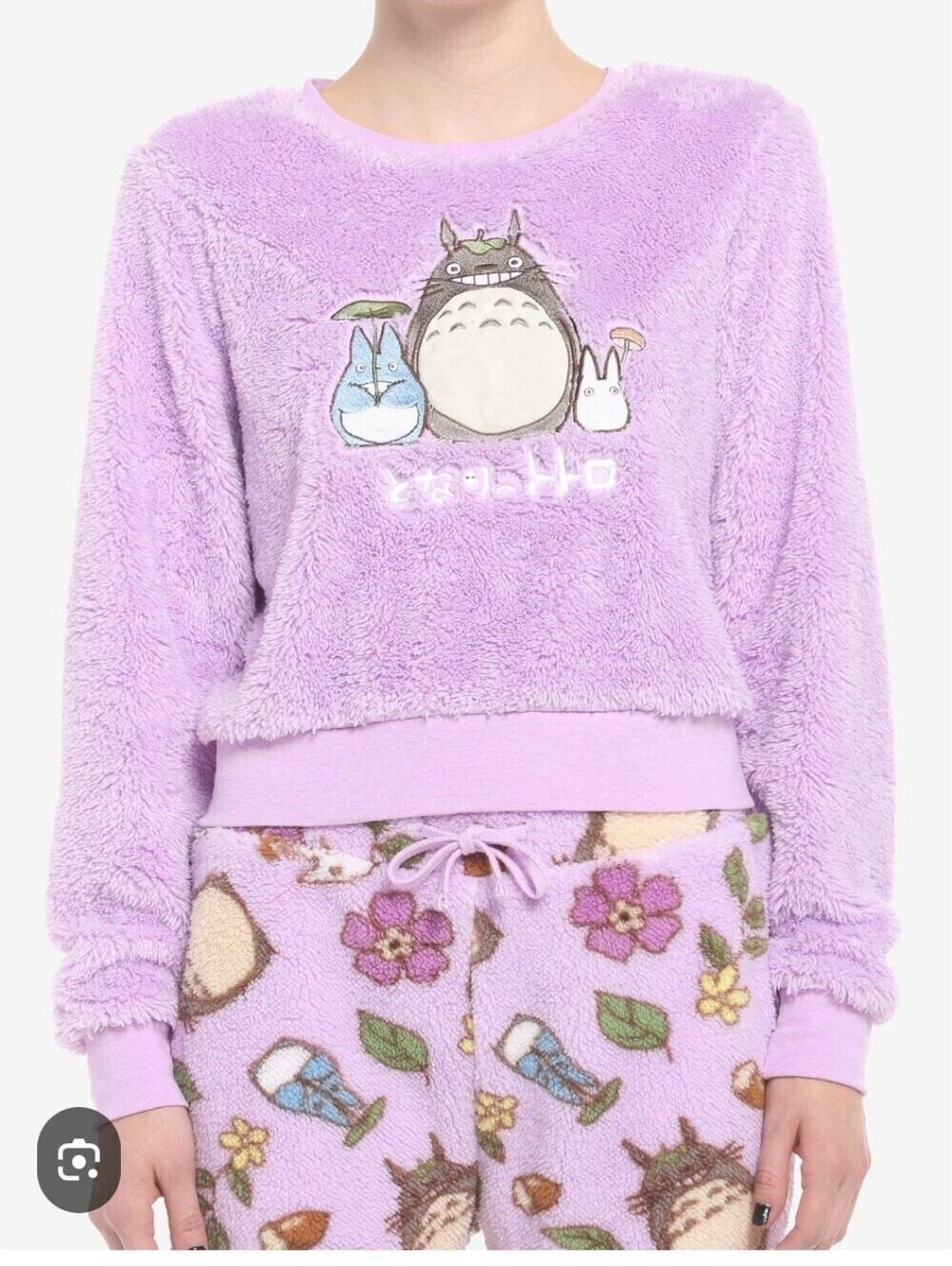 Studio Ghibli My Neighbor Totoro Purple Fuzzy Sherpa Sweatshirt Anime Kawaii